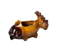 Cracheurs d'étang, Arroseur Céramique Forme De Carpe pour Décoration De Jardin, fontaines de Piscine pour piscines Hors Sol, Cascade Aménagement(Yellow)