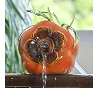 Cracheurs d'étang, Ornements D’Eau Qui Coule en Pot En Céramique, Fontaine À Eau Étang À Poissons Cascade Décorative, pour aquarium à poissons Koi et jardins aquatiques(Orange,20*18*16cm/8*7*6.4in)