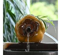 Cracheurs d'étang, Ornements D’Eau Qui Coule en Pot En Céramique, Fontaine À Eau Étang À Poissons Cascade Décorative, pour aquarium à poissons Koi et jardins aquatiques(Yellow,20*18*16cm/8*7*6.4in)
