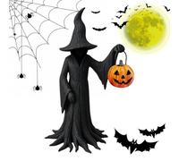 Cracker Witcch Halloween - Décoration de jardin effrayante, décoration de cour effrayante, accessoire de maison hantée | Sculpture effrayante en résine avec balai et chapeau pour Halloween, allée