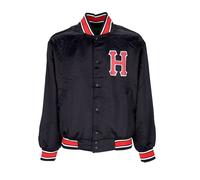 Crackerjack Bomber Jacket Satin Baseball Jacket Noir BLACK XL