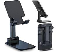 Cracksin Support de téléphone portable réglable pour bureau - Compatible avec iPhone, Huawei, Samsung, Xiaomi, tous les smartphones - Noir
