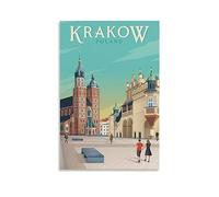 Cracovie Pologne Poster de voyage vintage 20 x 30 cm Impression sur toile pour salon, chambre, dortoir, maison, bureau Décoration murale