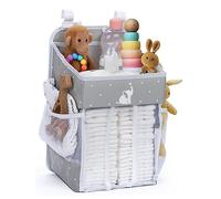 Cradle Star Corbeille Pour Table à Langer à Suspendre - Organisateur Pour Nécessaire à Bébé - Rangement Couches avec Plusieurs Poches - 43 x 23 x 23 cm - Gris