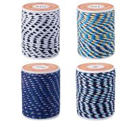 Crafans 4 rouleaux de cordons torsadés en polycoton de 1,5 mm, fils à perles 4 brins, cordes en coton pour macramé faites main, corde tressée de 4 couleurs avec bobine pour tricot artisanal