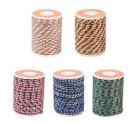 Crafans 5 rouleaux de corde tressée en polycoton de 1,5 mm, cordons à tricoter en 4 fils en coton pour macramé fait main, cordes torsadées avec bobine pour tricot artisanal, suspension murale à faire