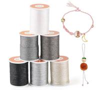 Crafans Cordons à bijoux en polyester brillant de 1 mm, 6 couleurs, fils en polyester à paillettes, cordons tressés, cordons de perles torsadés pour bricolage DIY de bracelets, colliers, ornements