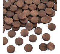 Crafans Lot de 100 perles rondes et plates en bois naturel brut pour la fabrication de bijoux, macramé, colliers, loisirs créatifs - Marron noix de coco - 20 mm