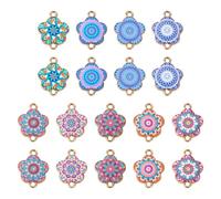 Crafans Lot de 18 breloques en forme de fleur en émail - 9 couleurs - Motif kaléidoscope - Style bohème antique - Pour la fabrication de boucles d'oreilles et de bijoux, Émail
