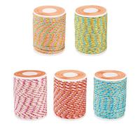 Crafans Lot de 5 rouleaux de corde tressée en polycoton de 1,5 mm à 4 couches pour tricoter, macramé, en coton, avec bobine, pour le bricolage, le tricot, les crochets muraux