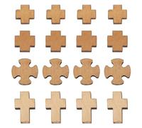Crafans Lot de 80 perles en bois naturel en forme de croix - 4 styles - Crucifix Burlywood - Perles d'espacement en bois pour la fabrication de bracelets, boucles d'oreilles, bijoux