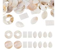 Crafans Pendentifs en coquillage d'Akoya naturel en nacre pour la fabrication de bijoux, Coque, 5 styles - Blanc crème
