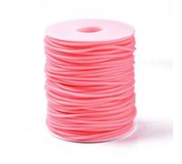 Crafans Rouleau de cordon en caoutchouc creux de 2 mm pour la fabrication de bijoux, les loisirs créatifs, le tricot tubulaire, 50 m x 2 mm, corail clair