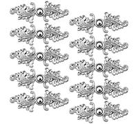 CRAFFANCY Lot de 10 paires de fermoirs de cape vintage à coudre avec crochets et œillets en forme de feuille pour vêtements, pull, châle, nickel blanc (style 2)