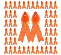CRAFFANCY Lot de 100 Broches en Forme de Ruban Orange pour Sensibilisation à la leucémie, au Cancer du Rein, à la sclérose en plaques, à la Violence et à l'arme