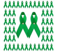 CRAFFANCY Lot de 100 broches en forme de ruban vert satiné avec étiquette en métal pour sensibilisation au cancer du foie et à l'environnement