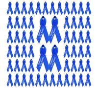 CRAFFANCY Lot de 100 broches en ruban forever in our hearts de satin bleu - Broches commémoratives en forme de cœur pour funérailles, deuil, deuil, souvenir, Polyester, Pas de gemme