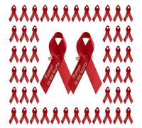 CRAFFANCY Lot de 100 broches rouges en satin pour sensibilisation aux maladies cardiaques et au VIH/sida, Polyester