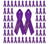 CRAFFANCY Lot de 100 Broches Violettes en Satin pour Sensibilisation à la Violence Domestique et au Cancer de l'Alzheimer - Fournitures de Collecte de Fonds, Polyester