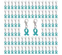 CRAFFANCY Lot de 100 pendentifs en forme de ruban avec fermoirs, breloques en alliage de sensibilisation aux maladies pour la fabrication de bijoux, 100, Acier allié