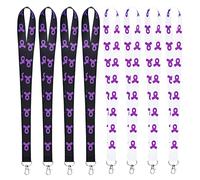 CRAFFANCY Lot de 8 cordons de sensibilisation au pancréas avec ruban pour porte-clés et support de téléphone Violet