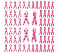 CRAFFANCY Octobre Rose Lot de 200 épingles en Satin avec Ruban Rose mélangé avec Motif pour la Sensibilisation au Cancer du Sein Broche avec épingles à nourrice pour décoration de fête et événement