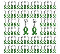 CRAFFANCY Pendentifs en Ruban Vert avec Fermoir, 100 pièces, Sensibilisation à la santé mentale, au Cancer du Foie, à l'environnement et à l'espoir, Breloques en Alliage pour la Fabrication de Bijoux