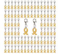 CRAFFANCY WANDIC 100 Ruban Septembre en Or Breloque Doré Pendentif de Cancer des Enfants Métal avec Fermoir Mousqueton pour la Décoration Bijoux Charité Cadeaux Campagne Caritative