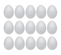 Crafjie Lot de 15 œufs en mousse blancs lisses de 8 cm pour le printemps, Pâques, Halloween, Noël, les vacances