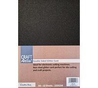 Craft Artist Lot de 10 cartes à paillettes double face A4 250 g/m² - Ne perdent pas leurs poils - Utilisation avec Cricut, Brother, décoration d'intérieur, papeterie (noir)