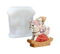 Craft Casting Mold - Reusable Silicone Form Easy Release Romantic Figurine Mold for Resin Clay Concrete Plaster Use Bear Couple Riding Horse Decorative Art DIY Gift Making Home Craft Project Tool