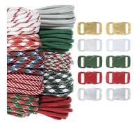 Craft County Kit de bricolage en paracorde 550 pour enfants - 30,5 m de paracorde et boucles de 25,4 cm - pour loisirs créatifs, bracelets, porte-clés, cordons (Noël)