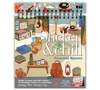 Craft Crush Sticker & Chill - Espaces personnels - Créez 10 scènes avec plus de 600 autocollants repositionnables - Un cadeau amusant, facile et relaxant - Livre d'activités pour adultes - Multicolore