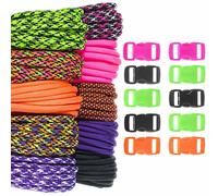Craft de 30,5 m 550 Paracord Artisanat kit - Neuf Couleur Sélection - Couleurs vives et boucles - Idéal pour tous les ges et niveaux - Créez coloré Paracord Bracelet, cordon, projets de porteclés,