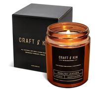 Craft & Kin Bougies parfumées pour homme | Bougies parfumées en cuir anglais de qualité supérieure | Parfum entièrement naturel pour la maison | Longue durée avec 45 heures de combustion, 226,8 g
