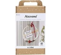 Craft Kit Macramé - Couronne de Noël - Vert mousse - Rouge de Noël - Blanc cassé - 1 Pièce