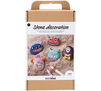 Craft Kit Stone Decoration, Assorted Colours, Monster, 1 Pack
