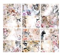 CRAFT KREATIVELY Lot de 6 papiers de riz pour découpage, 20,3 x 26,7 cm (A4), 6 designs uniques | Designs polyvalents pour projets artistiques et travaux manuels (chats)