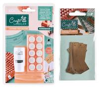 Craft Labeler R17 Lot de 10 tampons textiles interchangeables + 5 étiquettes à coudre en cuir naturel