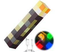 Craft Lampe Torche, Torche 4 Couleurs, Lampe Murale en Forme de Torche 28cm, Lampe de Nuit Rechargeable, Mine-craft Éclairage Mural Cadeau pour Enfants, Pour costume, cosplay, salon, salle de jeu