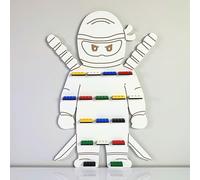 Craft Maestro Ninja Boy Étagère de rangement pour figurines Blanc Étagère murale en bois pour chambre d'enfant 17 figurines