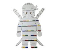 Craft Maestro Ninja Boy Étagère de rangement pour figurines Blanc Étagère murale en bois pour chambre d'enfant 34 figurines