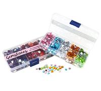 Craft Sensations Lot de 1400 pierres précieuses et plus, pierres strass artificielles,brillantes, pour bricoler ,assorties dans 2 boîtes de rangement pratiques
