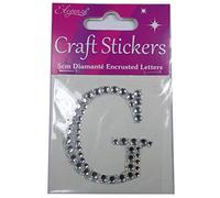 Craft Stickers Autocollant à strass 5 cm Motif lettre et chiffre, G, 5 cm