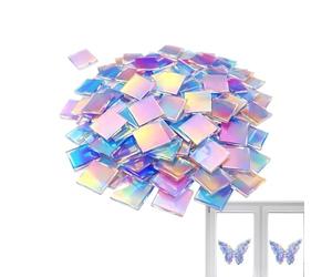 Craft Tiles - Prisme irisé réfléchissant, cubes de mosaïque arc-en- transparents, éléments changeants de couleur brillante, 140 g en résine | Blocs d'art holographiques pour homme et femme