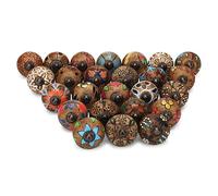 Craft Trade Brun Boutons D'armoire de Porte Antique Laiton Céramique Bouton de Porte Tiroir de commode Tire le Placard Boutons de Cuisine et de Meubles- Paquet de 06