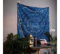 Craft Trade Mandala Bleu Tapisserie Indien Tissu Mural Tapestry Tenture Murale Tapisseries Bohème pour Décor Maison Salon et de la Chambre à Coucher- 76 x 102 cm