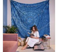 Craft Trade Tapisserie bohème - Tapisserie murale esthétique psychédélique indienne hippie pour salon, décoration murale bohème - Bleu - 137,2 x 213,4 cm