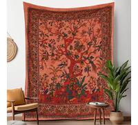 Craft Trade Tapisserie murale à suspendre avec arbre de vie - Décoration d'intérieur pour salon, chambre à coucher, salon, dortoir - Orange - 127 x 152,4 cm