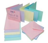 Craft UK 2350 Lot de 50 cartes et enveloppes Couleurs pastel 12,7 x 12,7 cm